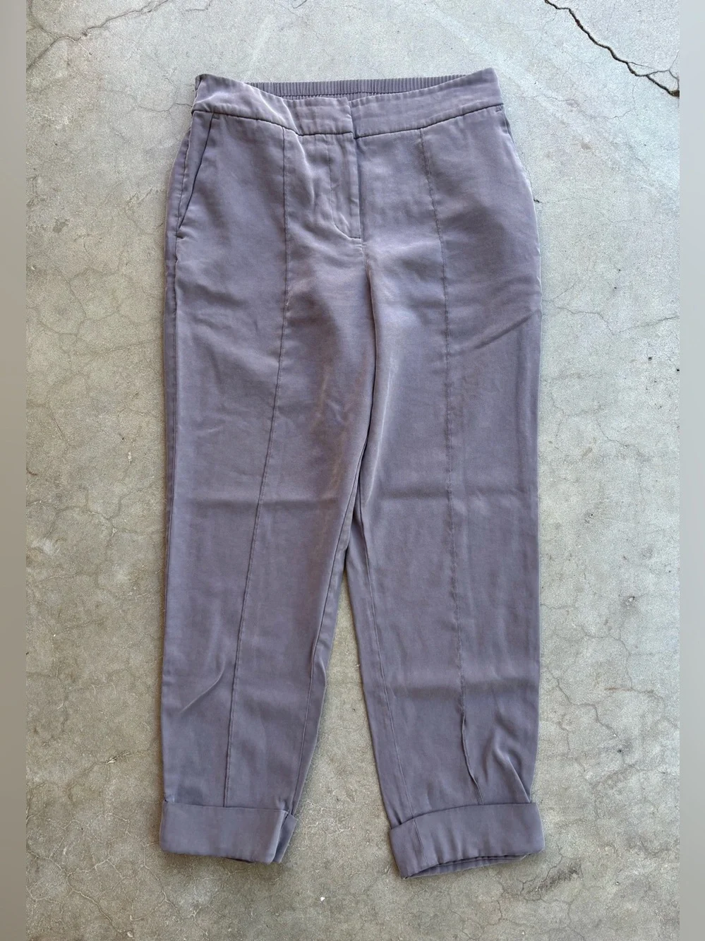 Nine West Rayon Blend Mauve Taupe Pull-On Cuffed Pants Center Seam Size M